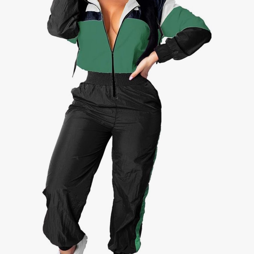 New Womens Pullover Hoodies Jumpsuit Waistband Pants One Piece Outfits Tracksuit
